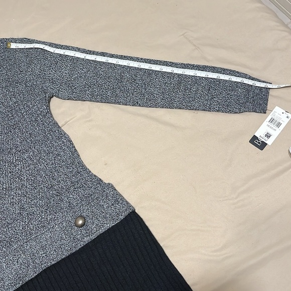 BCX Womens Gray & Black Ribbed Long Sleeve Above The Knee Sweater Dress S\M. NWT - Picture 12 of 12